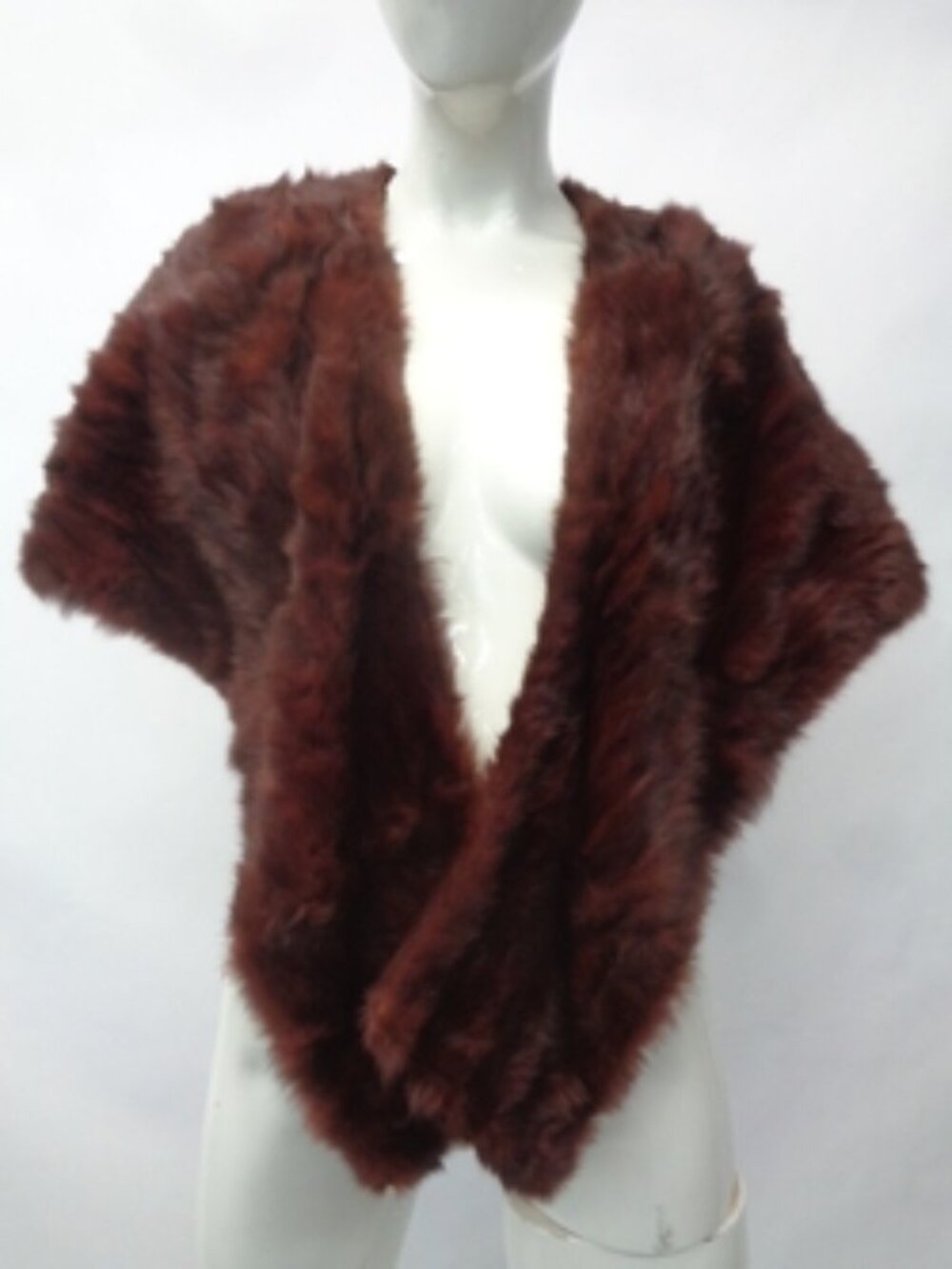 MINT BURGUNDY SQUIRREL FUR STOLE WRAP WOMEN WOMAN SIZE 14" X 68"